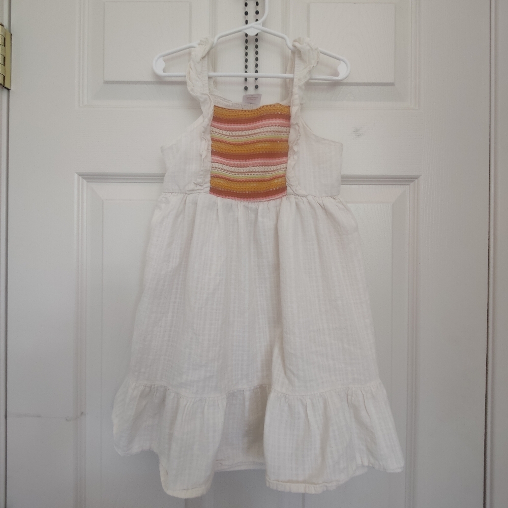 Wonder Nation White and Orange Sleeveless Sundress